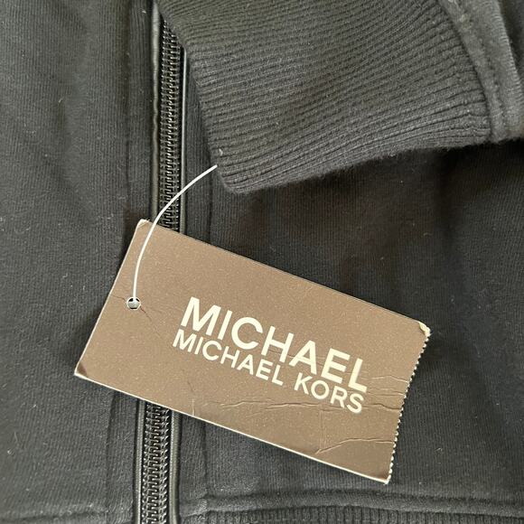 Michael Michael Kors Black Zip-Up Jacket Faux Leather Trim Men’s L - Picture 14 of 14
